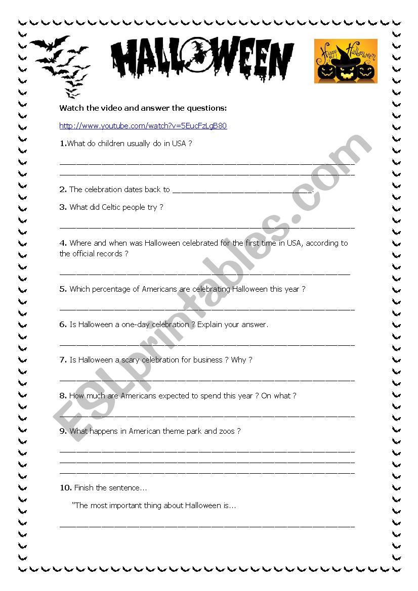 Halloween in the USA worksheet