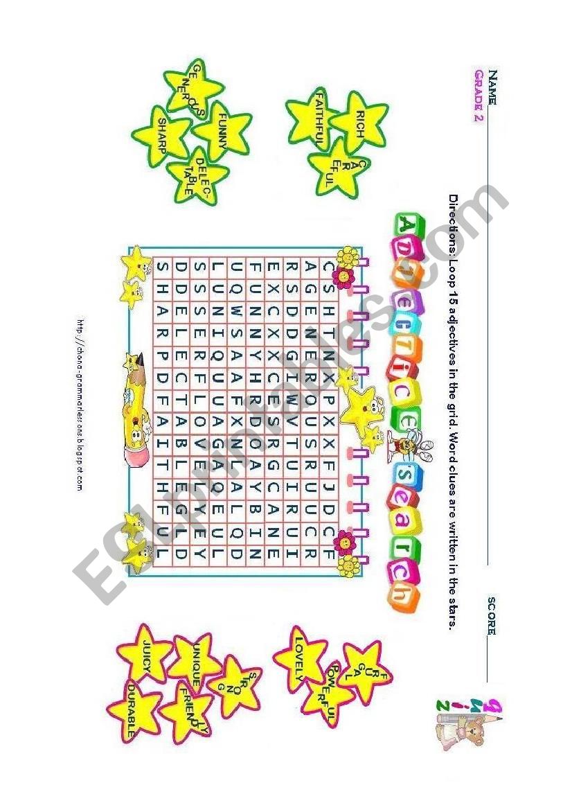 Find the adjetives worksheet