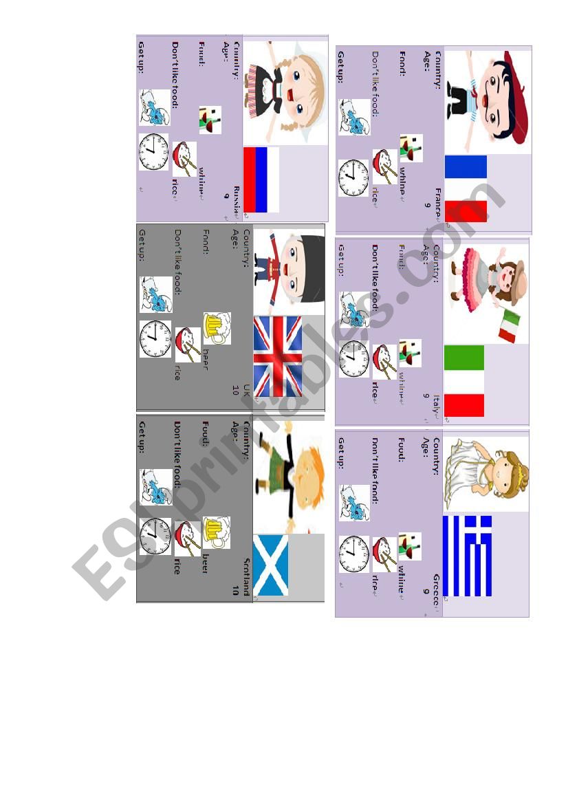 countries, age, food and time mingling activity part3 and 4