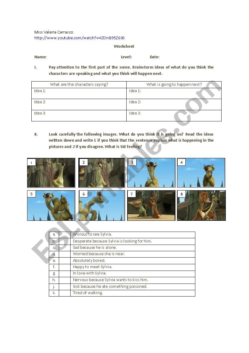 Ice Age worksheet worksheet