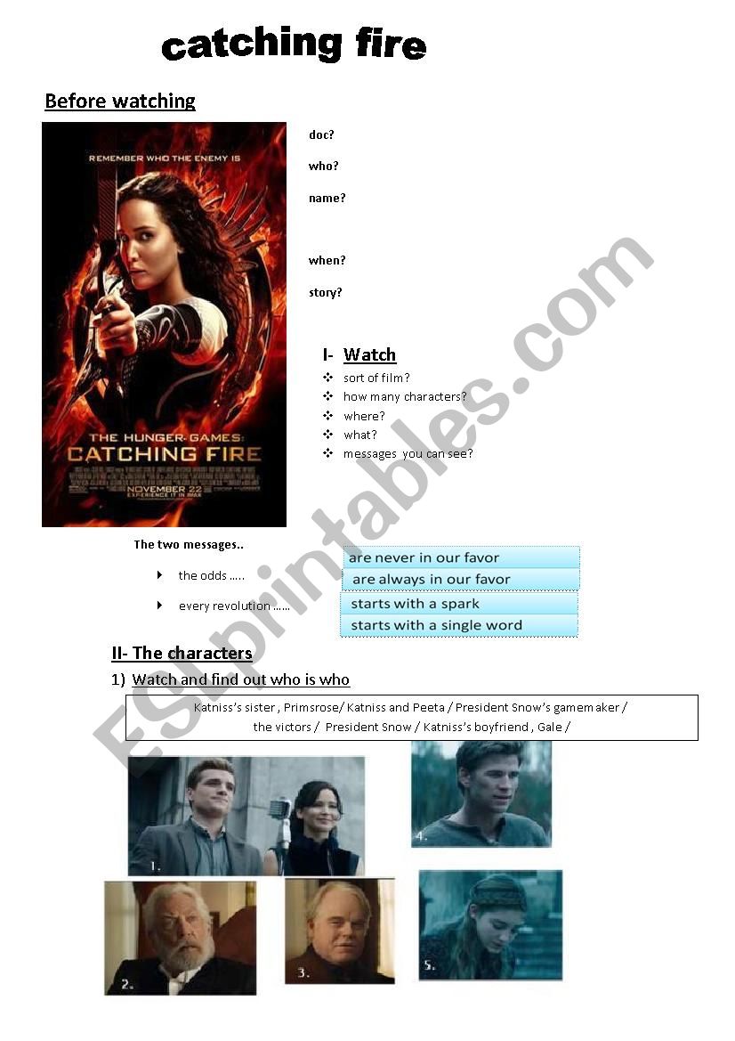 catching fire trailer worksheet