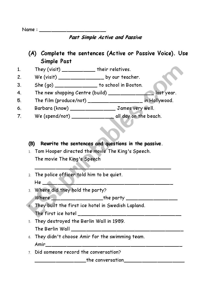 past simple -passive and active