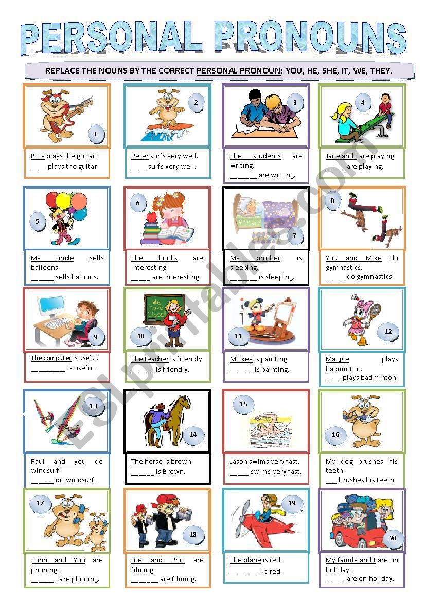 PERSONAL PRONOUNS worksheet