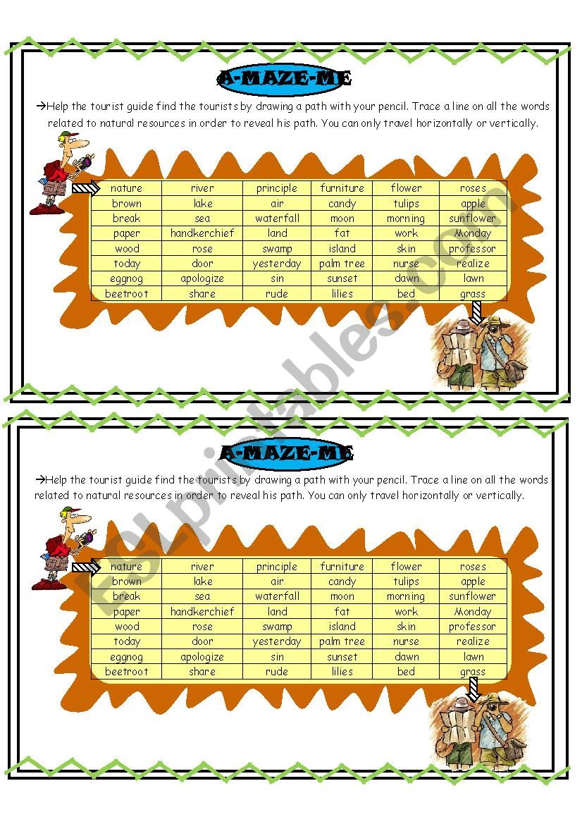 A-MAZE-ME worksheet