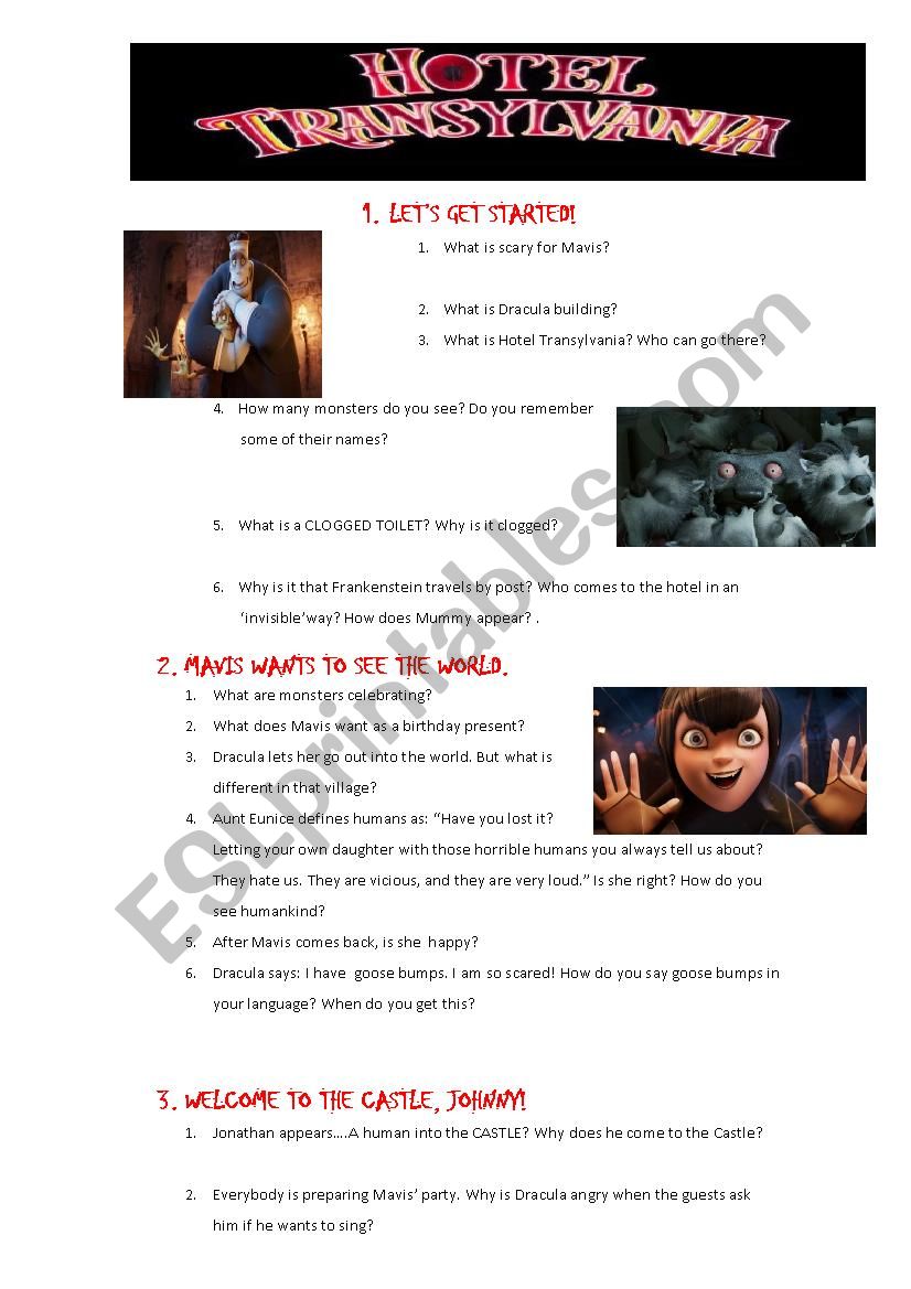 HOTEL TRANSYLVANIA worksheet