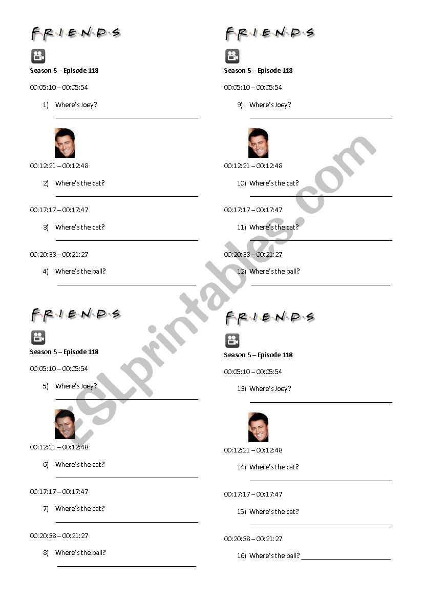 Friends - Prepositions of Location