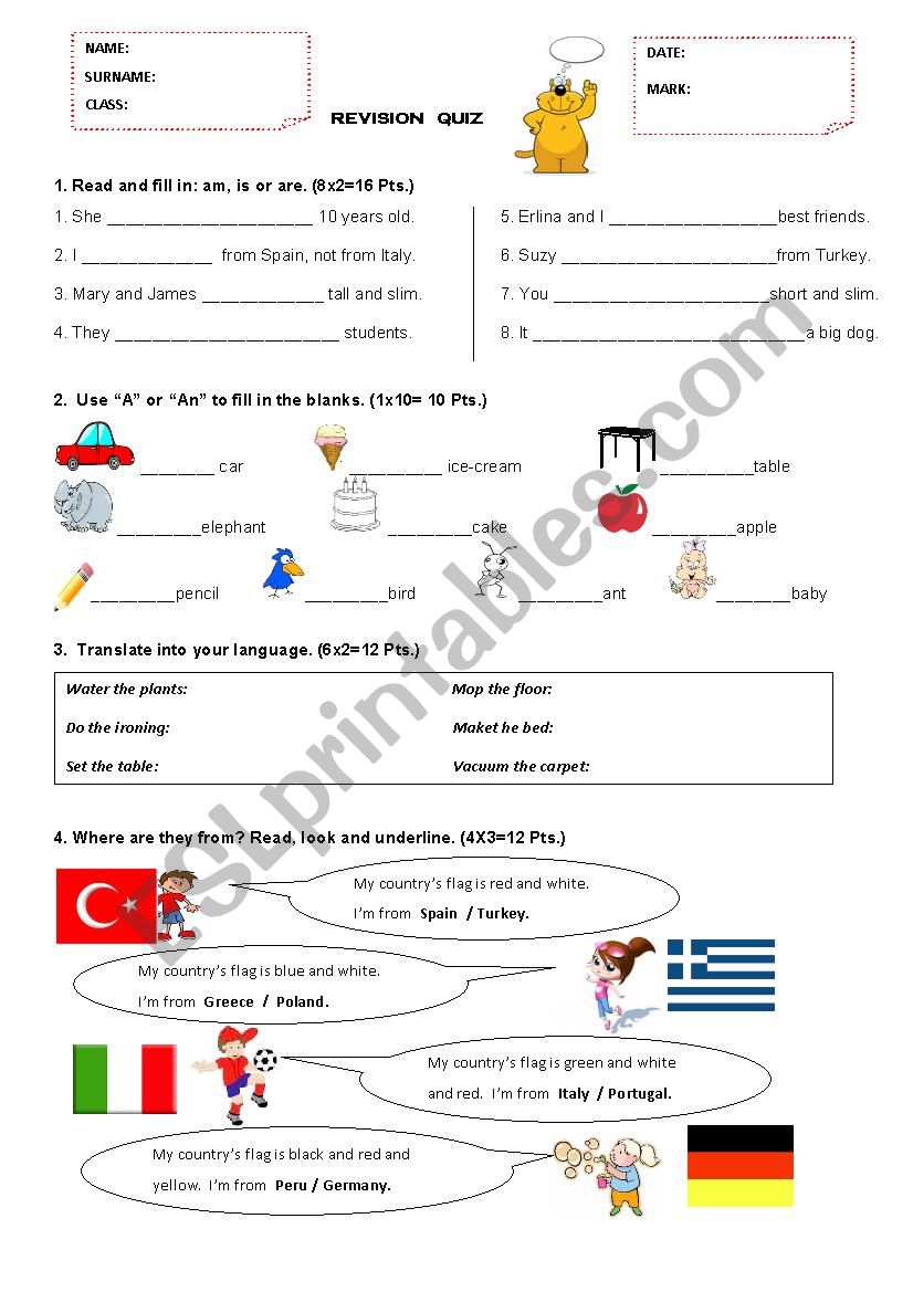 A revision worksheet :) worksheet