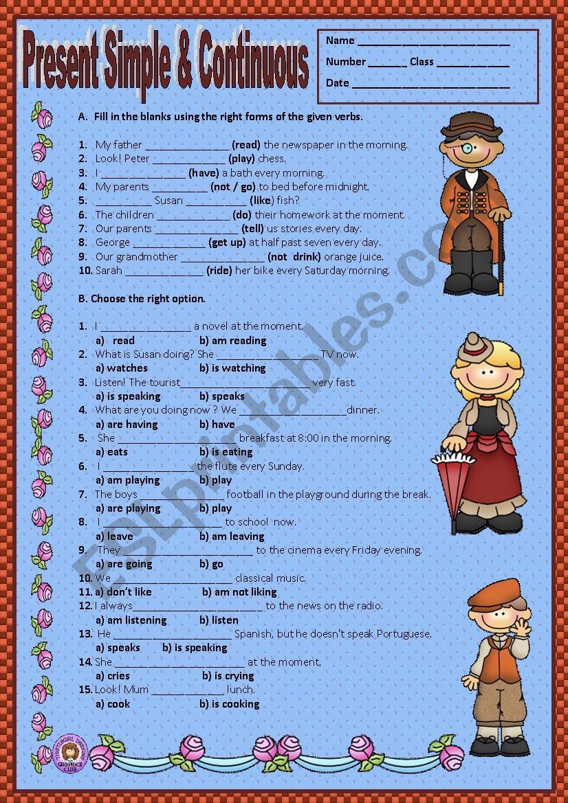 PRESENT SIMPLE & CONTINUOUS worksheet