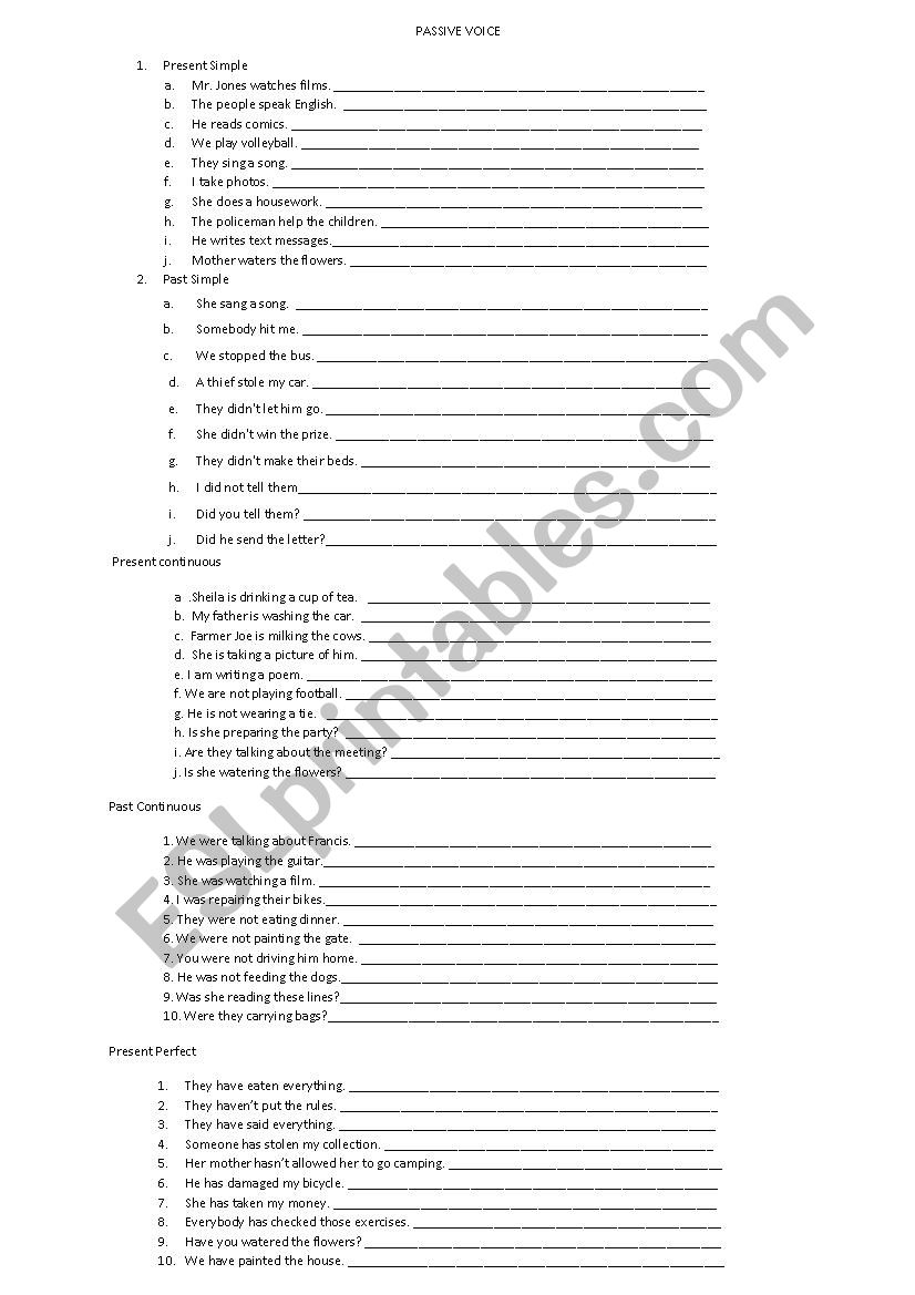 Passive voice worksheet