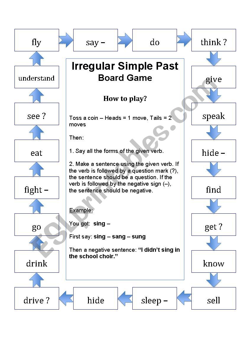 Irregular Simple Past Board Game