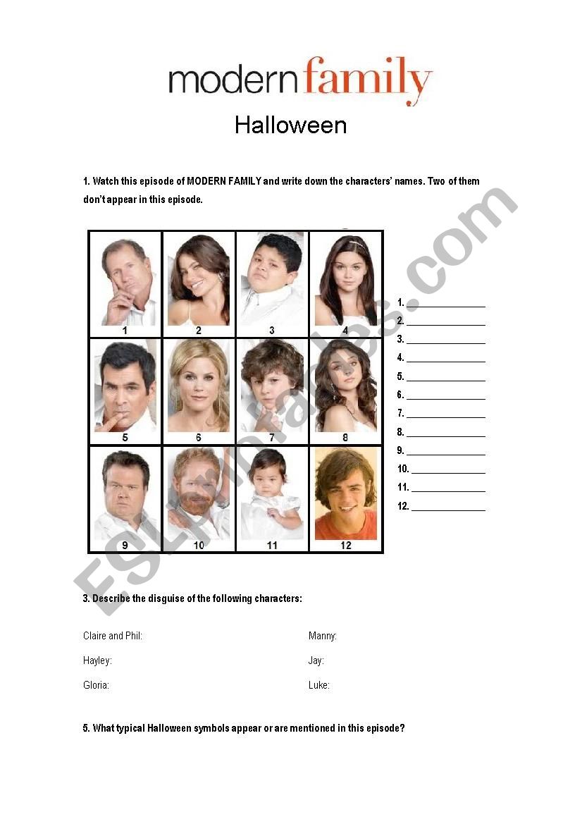 Modern Family Halloween worksheet