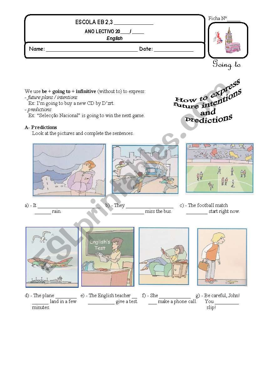 Expressing intentions worksheet