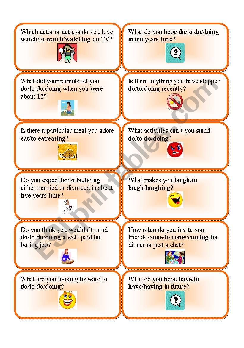 Verb patterns question cards 1