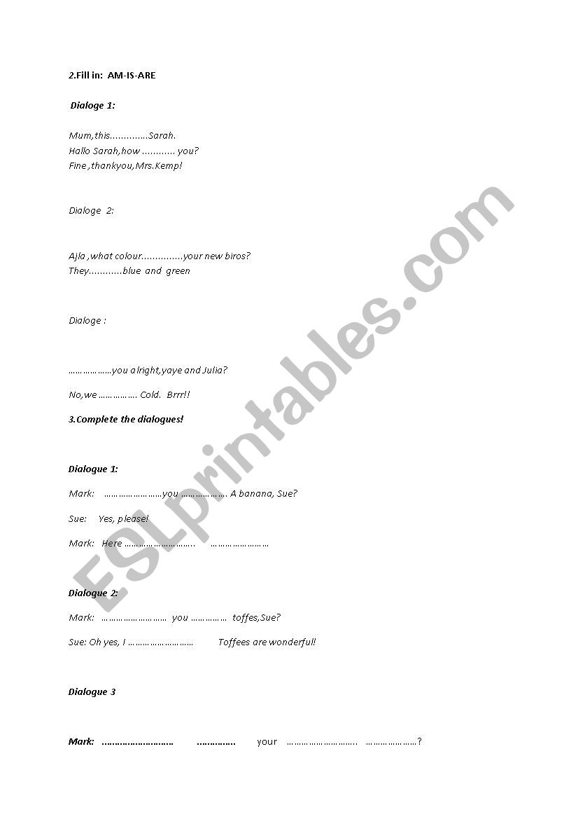 verb (to be) worksheet