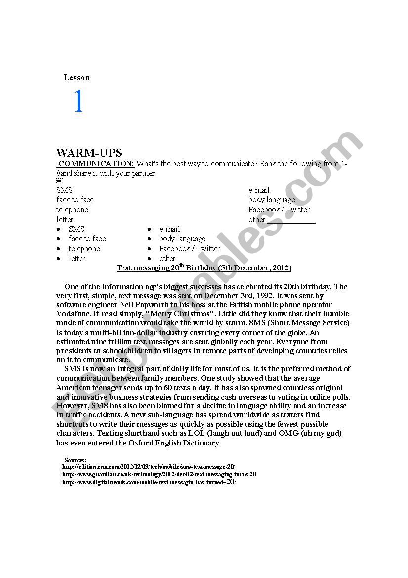 Cell phones worksheet