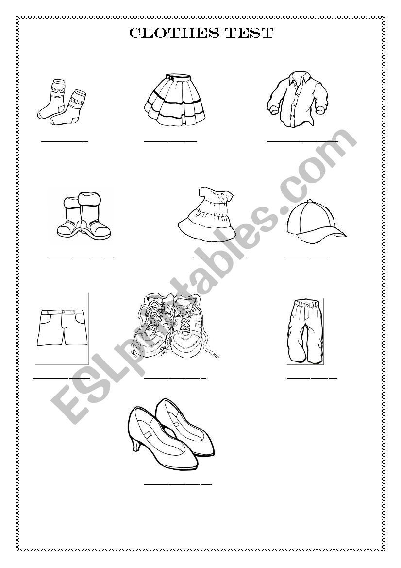 clothes test worksheet