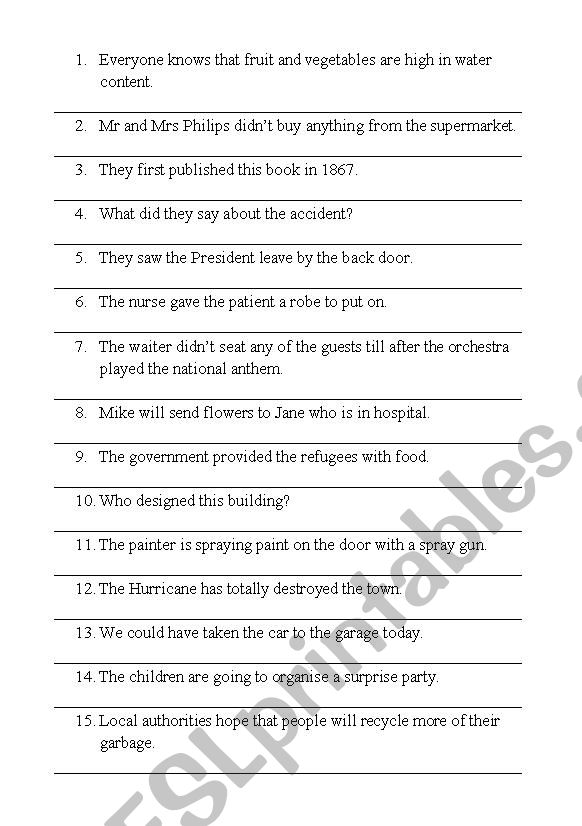 Passive voice worksheet