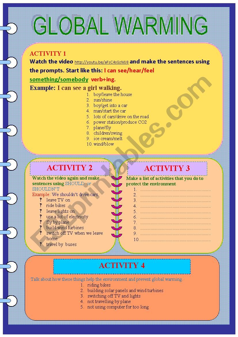 Global warming worksheet