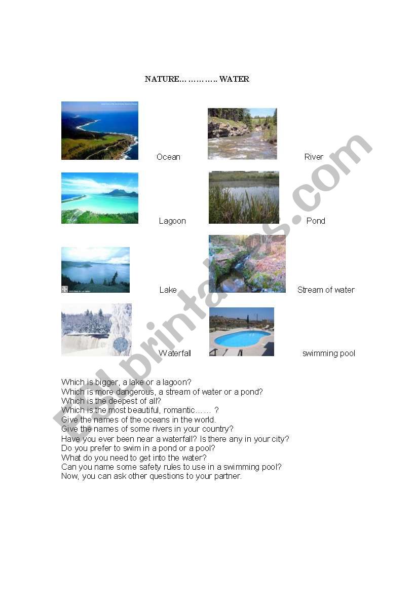 nature   water worksheet