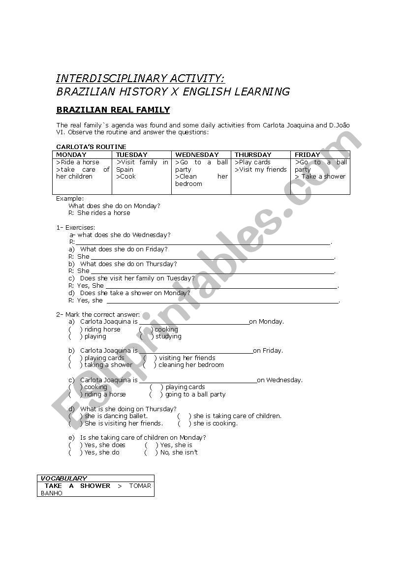 BRAZILIAN REAL FAMILY worksheet