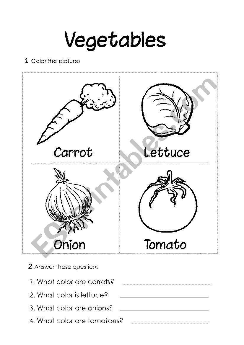 Vegetables worksheet