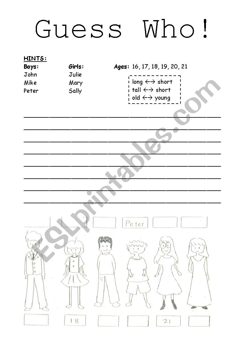 Comparative Adjectives- Guess Who Game