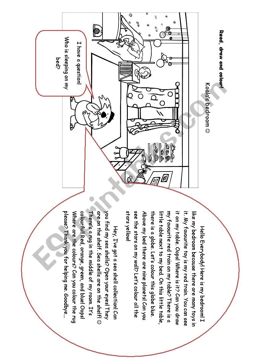 Koalas bedroom worksheet