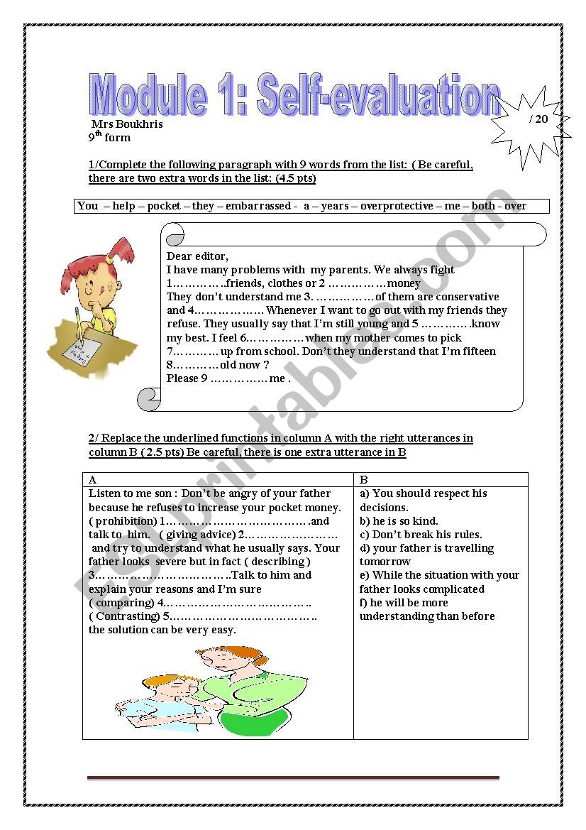 Module 1 self evaluation worksheet