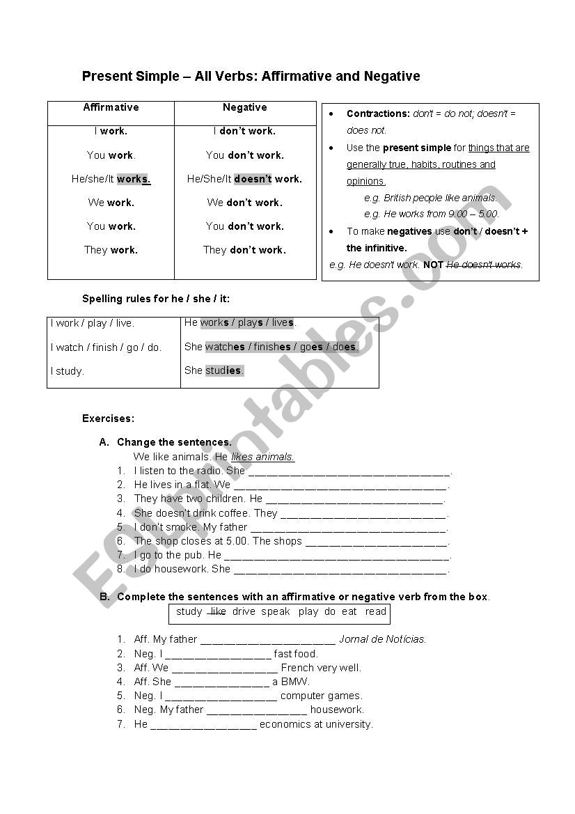 Present Simple - affirmative and negative 