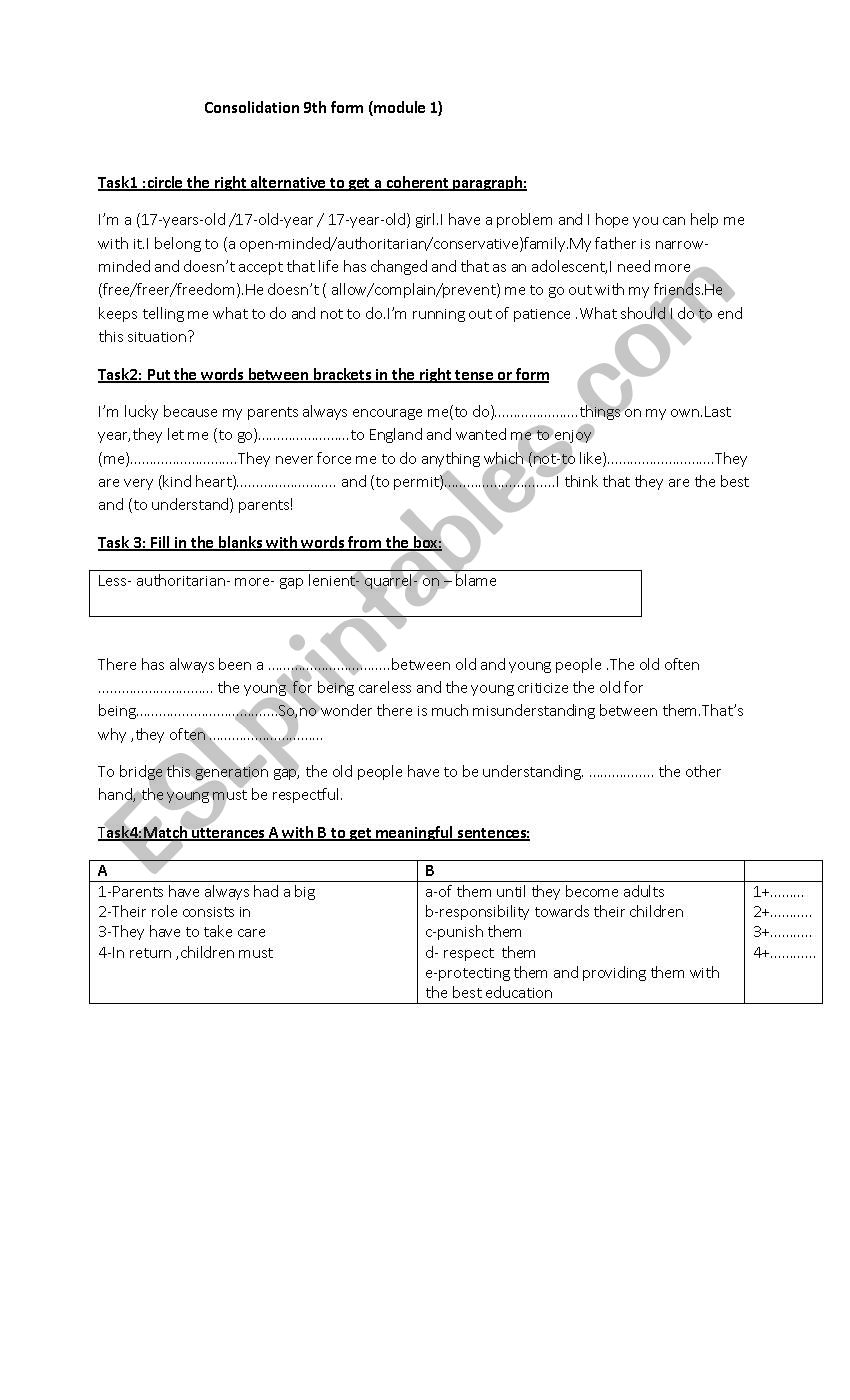 consolidation module 1 9th form