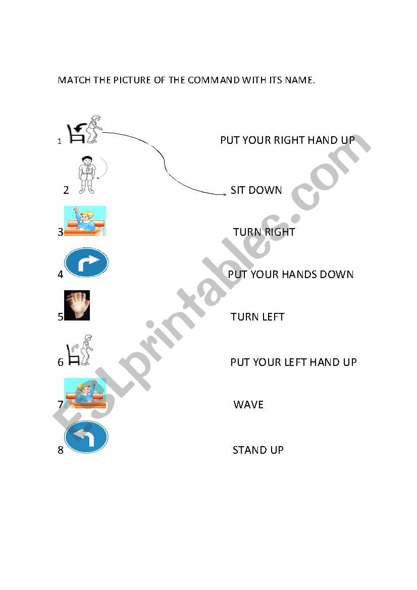 Match the Commands worksheet