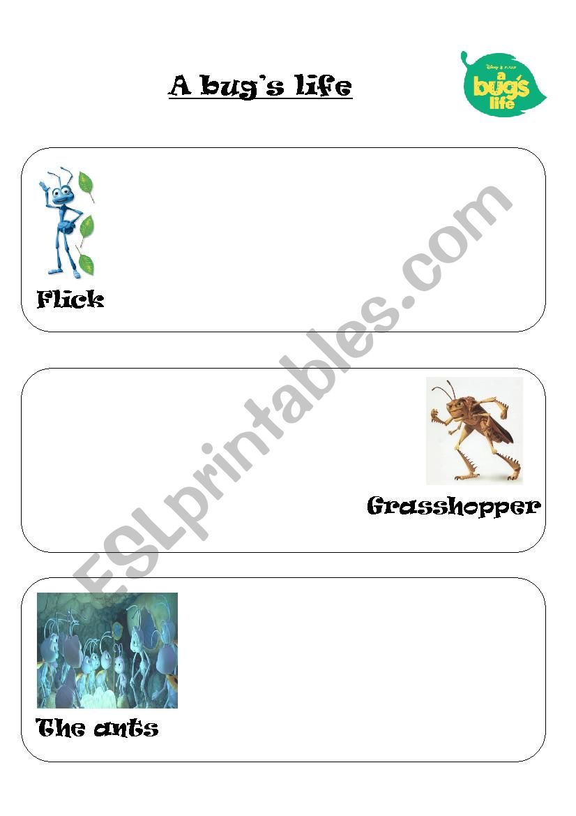 A bugs life worksheet