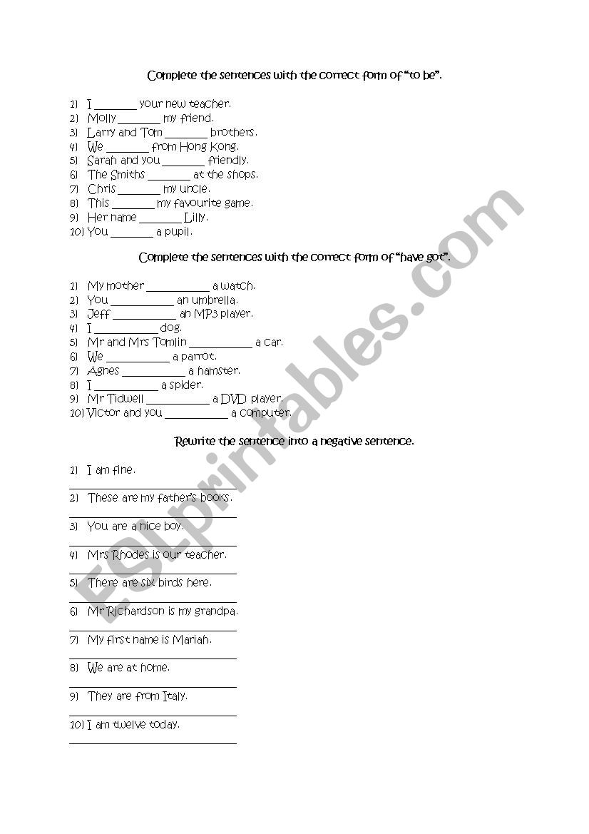 revision exercises worksheet