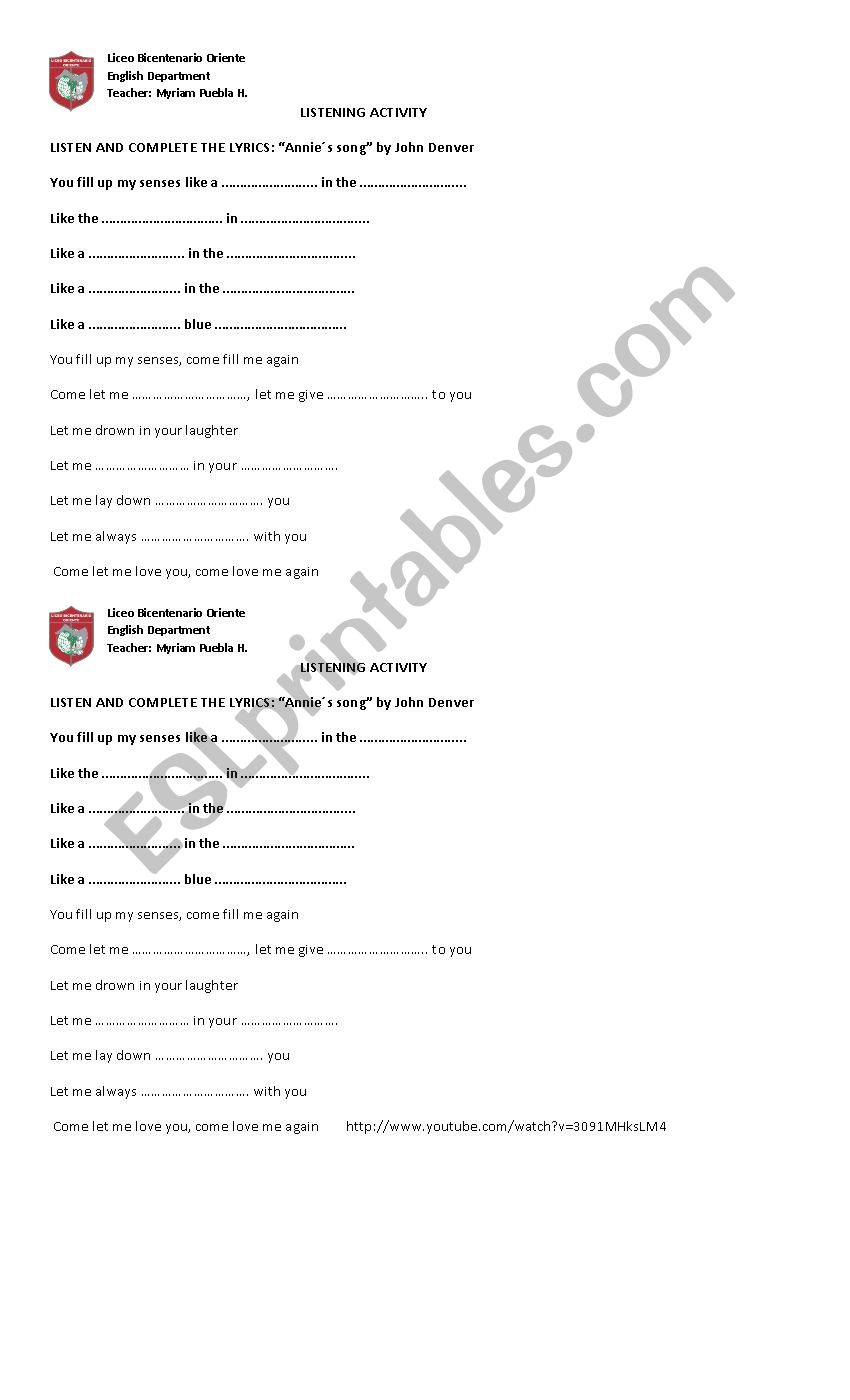 listening activity worksheet