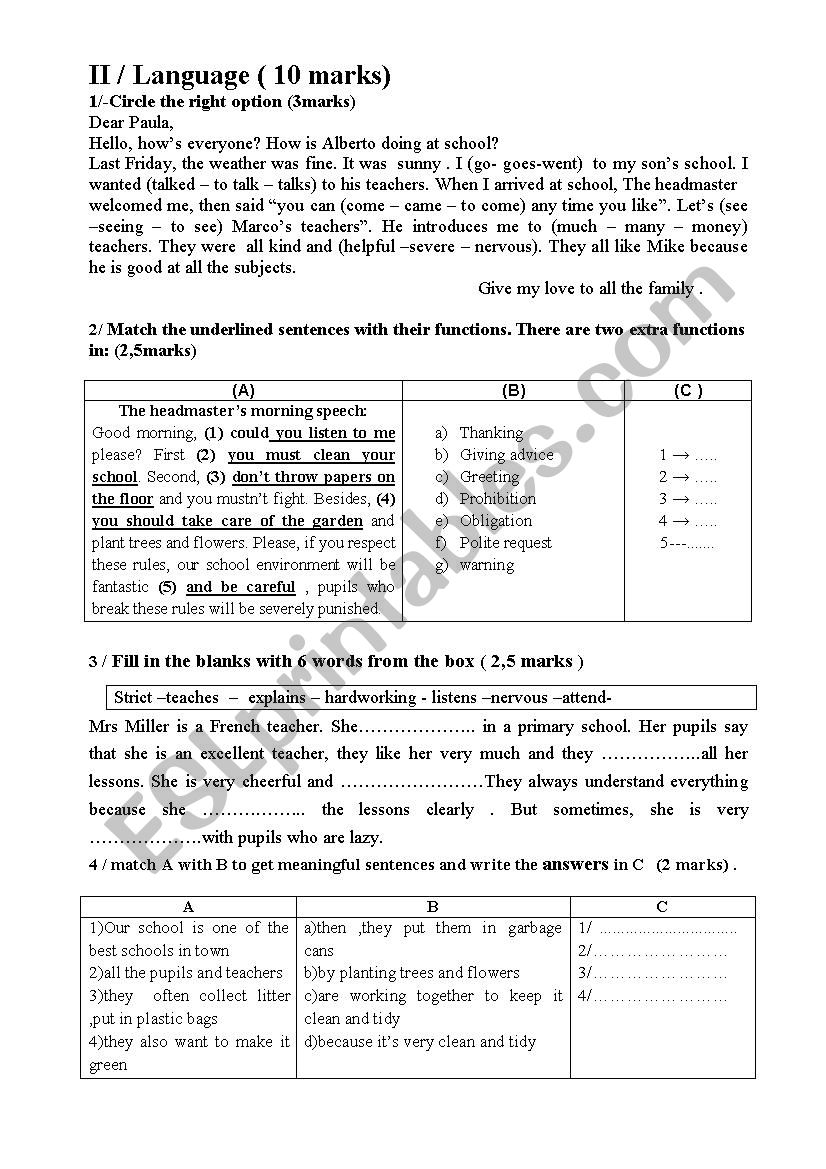 exercise for the 7th form worksheet