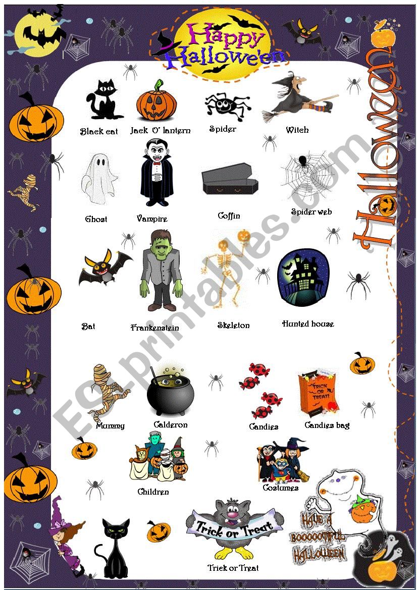 Halloween pictionary worksheet