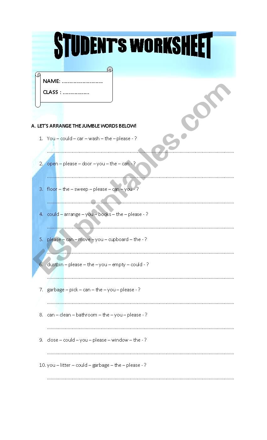 instruction  worksheet