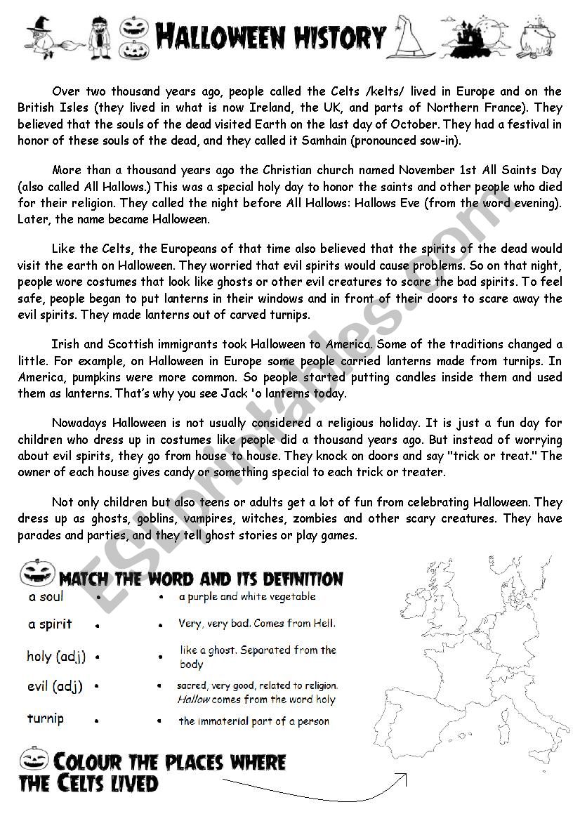 the history of halloween worksheet