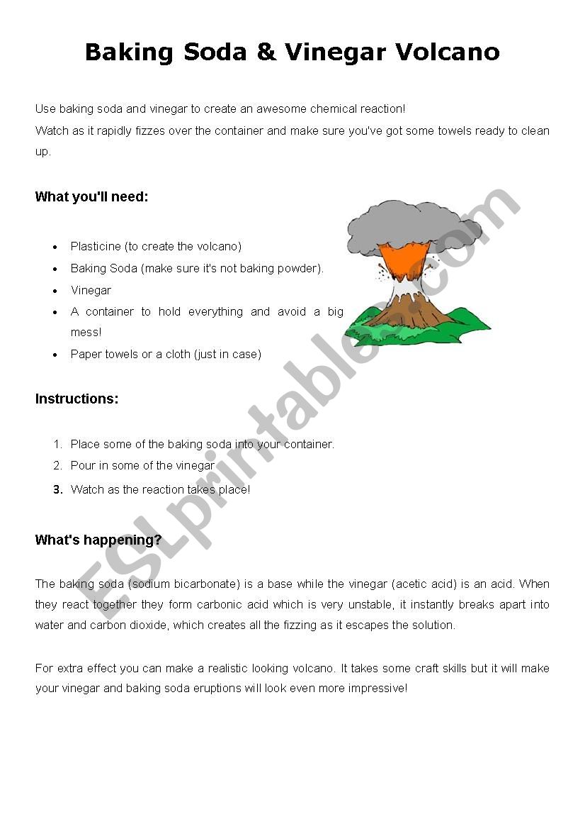 Create a volcano worksheet