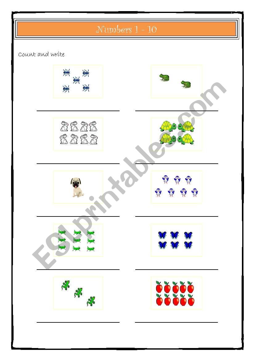 Numbers 1 to 10 worksheet