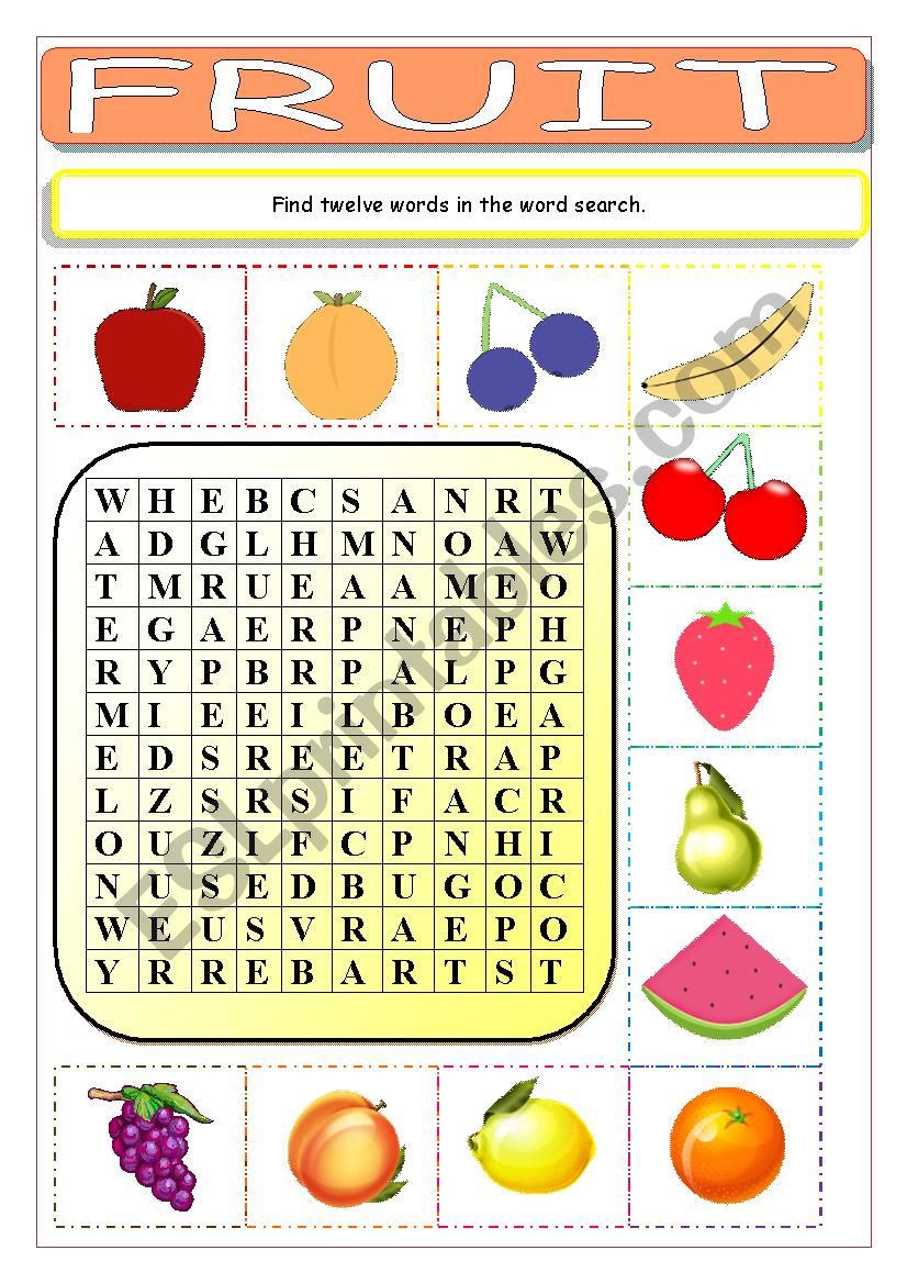 Fruit Wordsearch worksheet