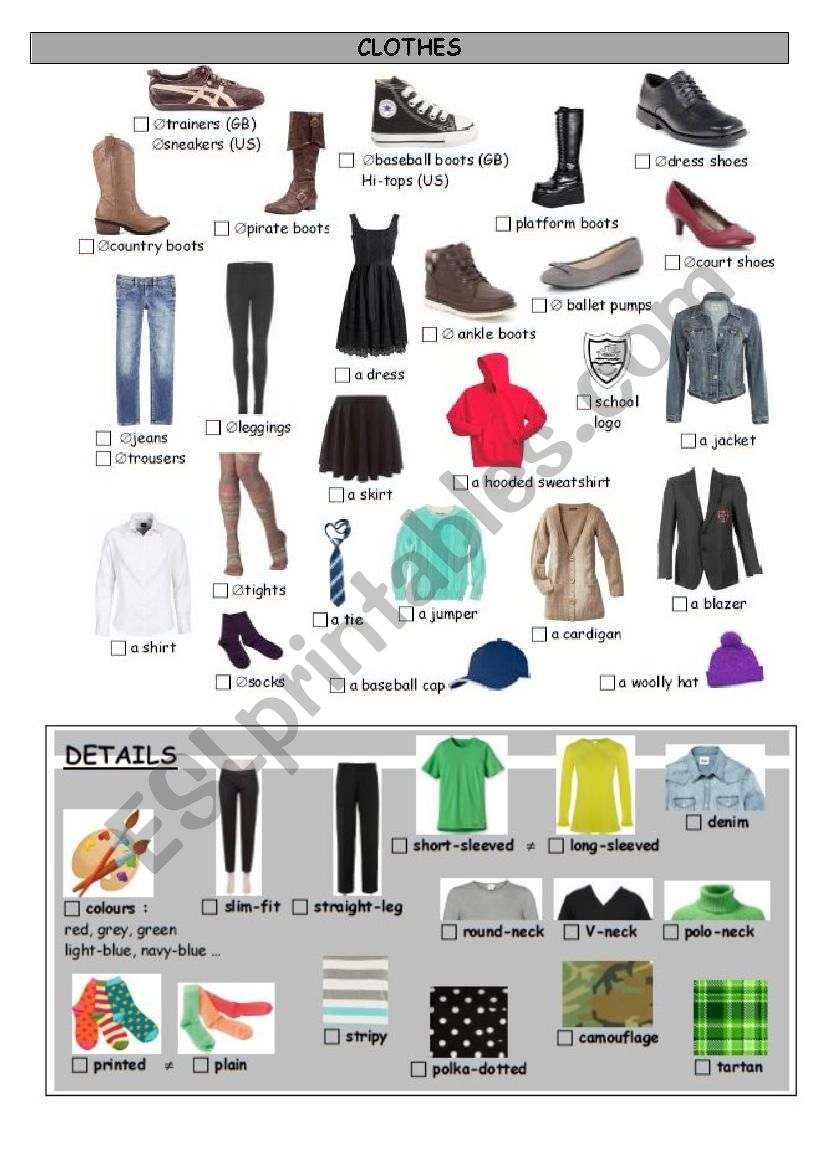 Clothes worksheet