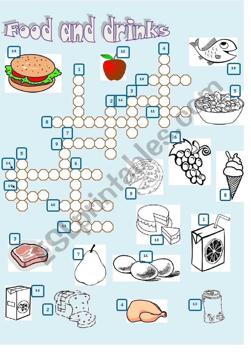 food and drinks worksheet