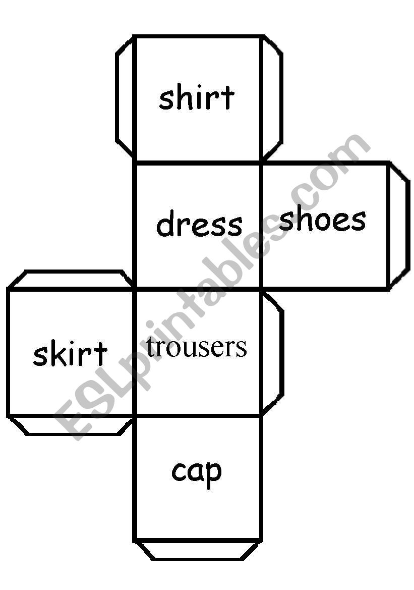 clothes cube worksheet