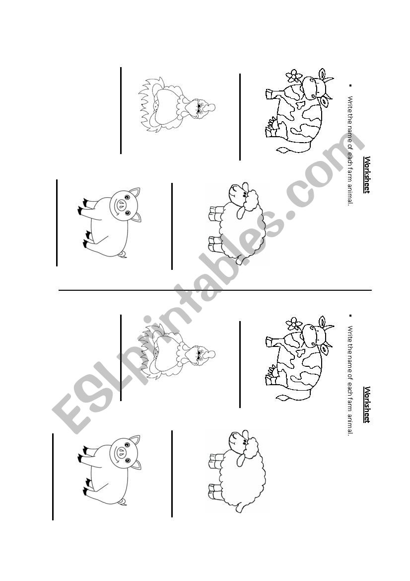 Farm animals worksheet