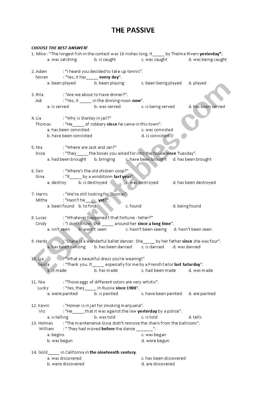 passive voice worksheet