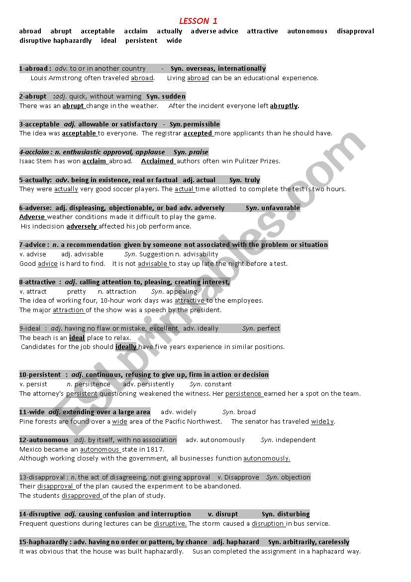 FCE VOCABULARY-1- worksheet