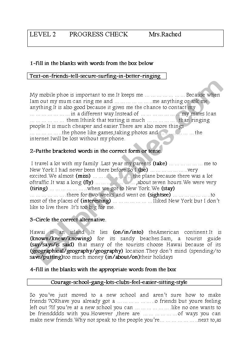 level2 progress check worksheet