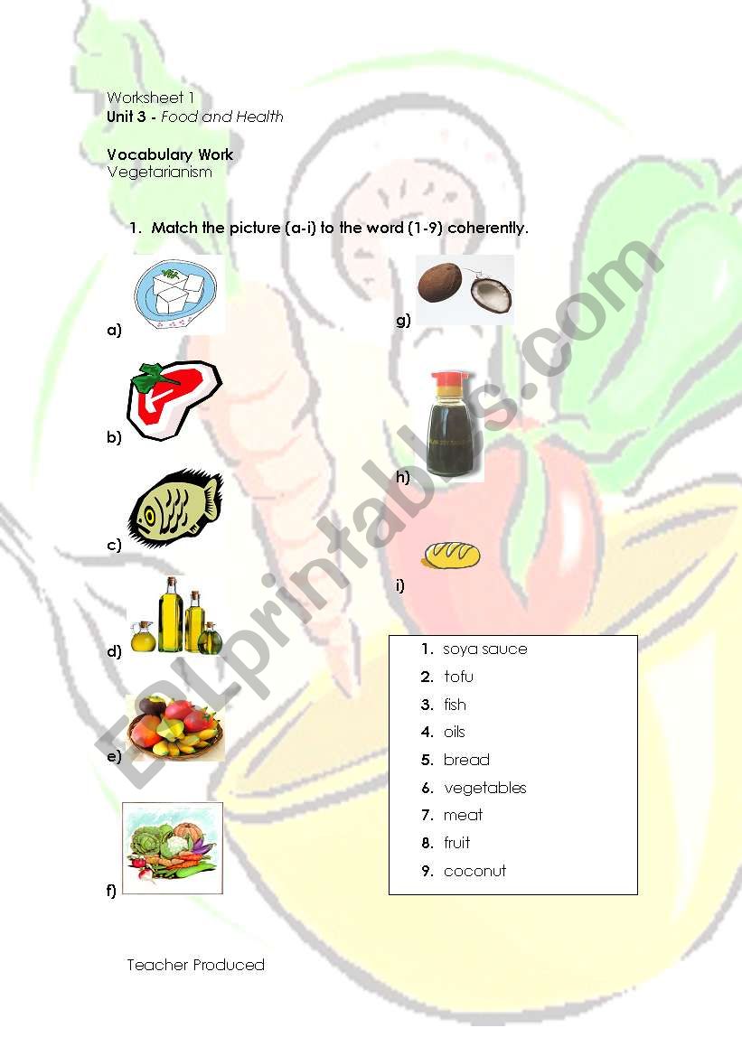 Food worksheet