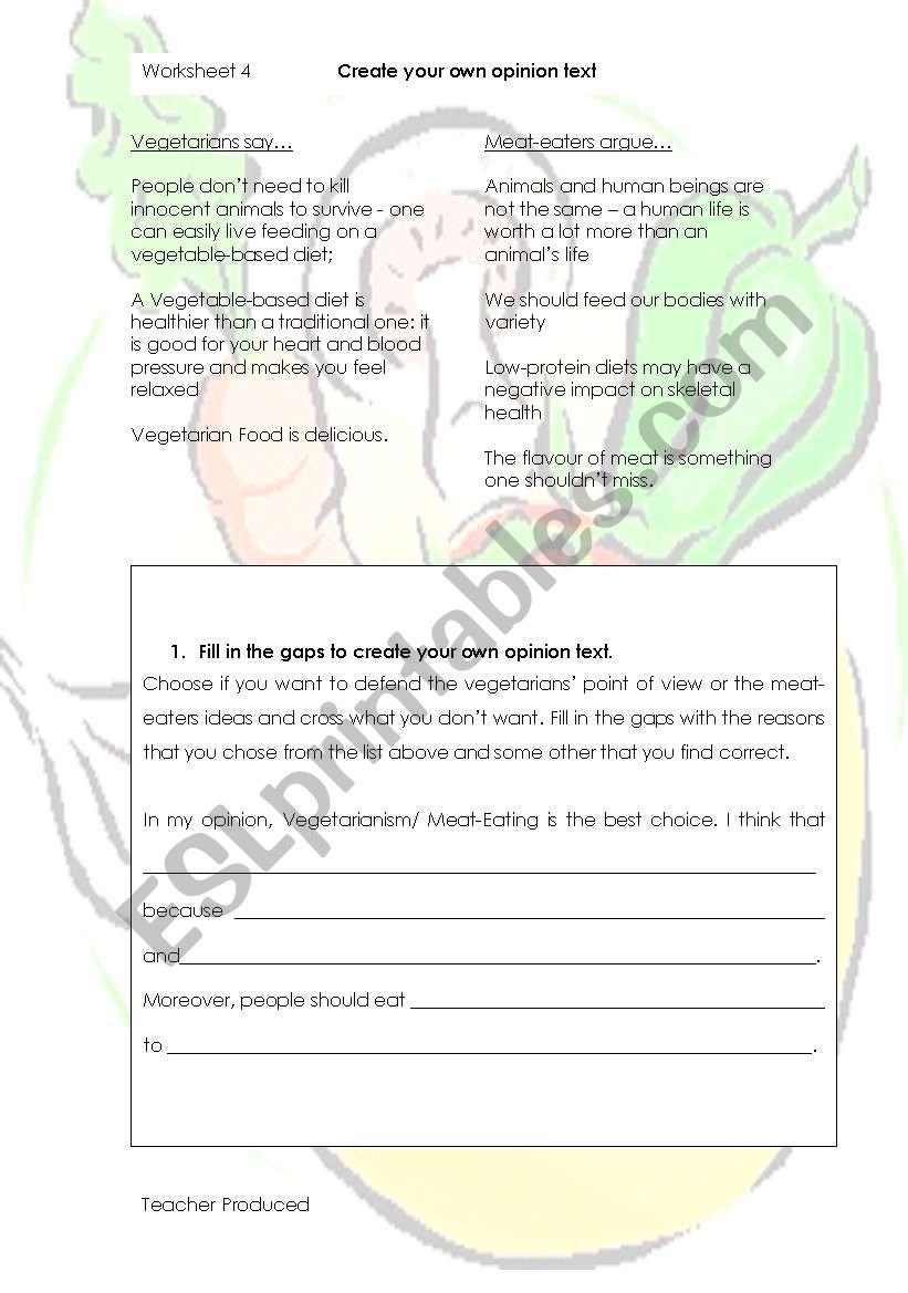 giving your opinion worksheet